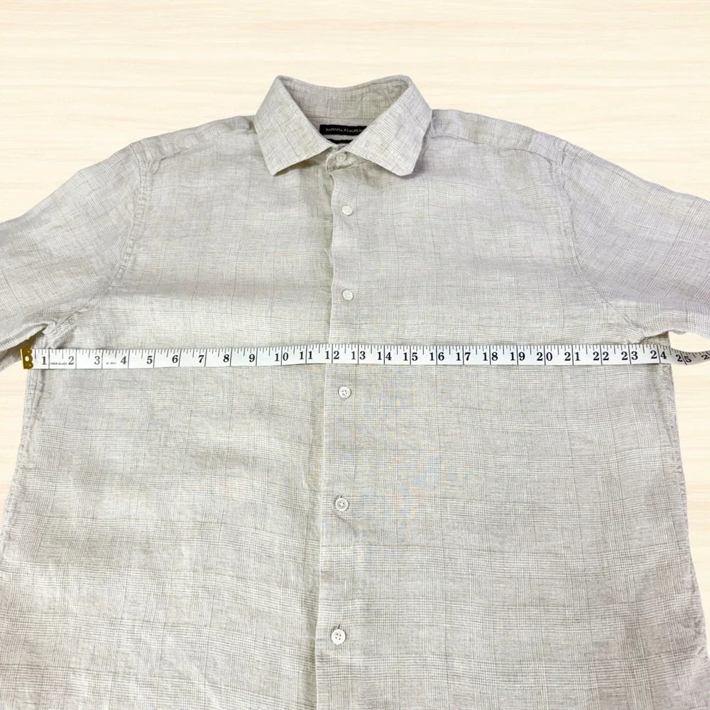 Banana Republic 100% Linen Tailored Slim Fit Shirt Button Up Coastal Beige  XL